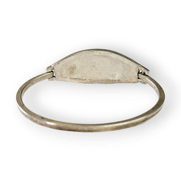 Mexico Cozumel Cuff Bracelet Red Inlaid Abalone Shell Alpaca Silver Vintage 6.5" - Picture 4 of 8